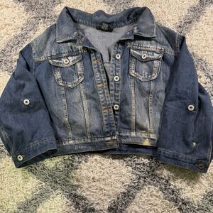 Ashley Stewart Plus Size 22/24Distressed Stretch‎ Denim Jacket Blue Jean